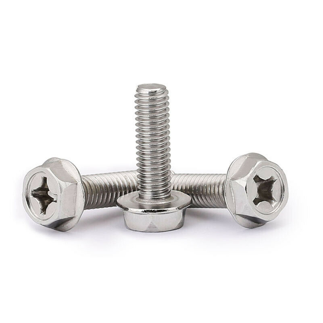 A movimentação de aço inoxidável DIN6921 SS304 SS316 Phillips serrilhada encanta o parafuso de flange