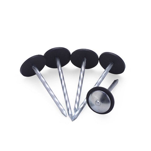 Prego de telhado de cabeça de guarda-chuva eletrogalvanizado de haste lisa com arruela 25kg/caixa