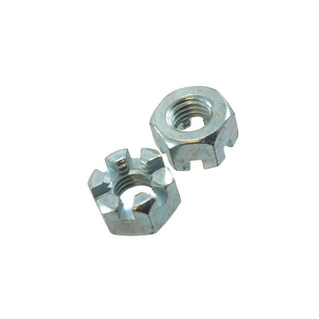 O aço carbono entalhado hexágono da porca encanta as porcas de castelo Din935 chapeado zinco