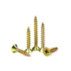 China DIN7505 Pozi Recesso CSK Cabeça escareada Tornillos de aglomerado banhado a zinco amarelo para madeira