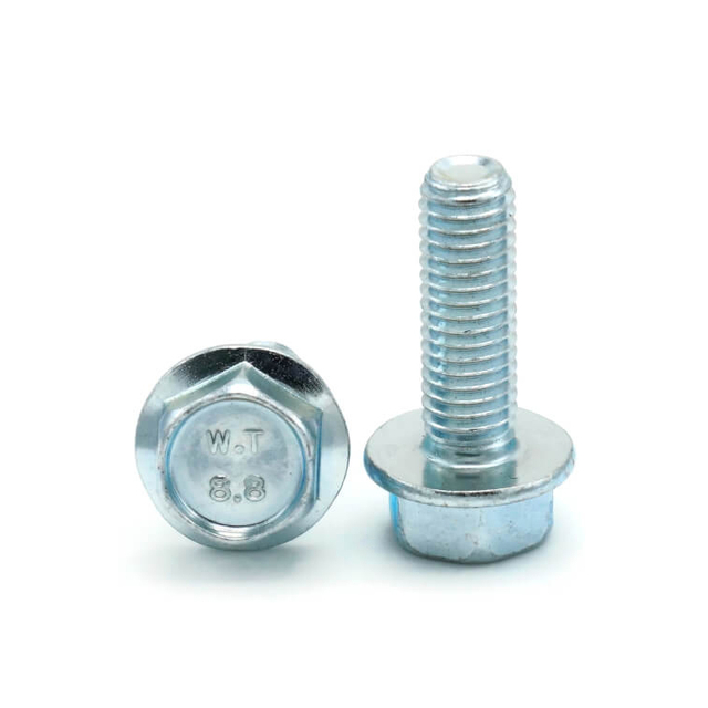Preço baixo Parafuso de flange hexagonal de aço carbono banhado a zinco padrão métrico de alta qualidade DIN6921