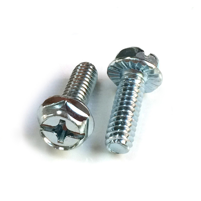 Combo (Phillips/Fenda) Parafuso de flange de cabeça sextavada Aço de baixo carbono zincado